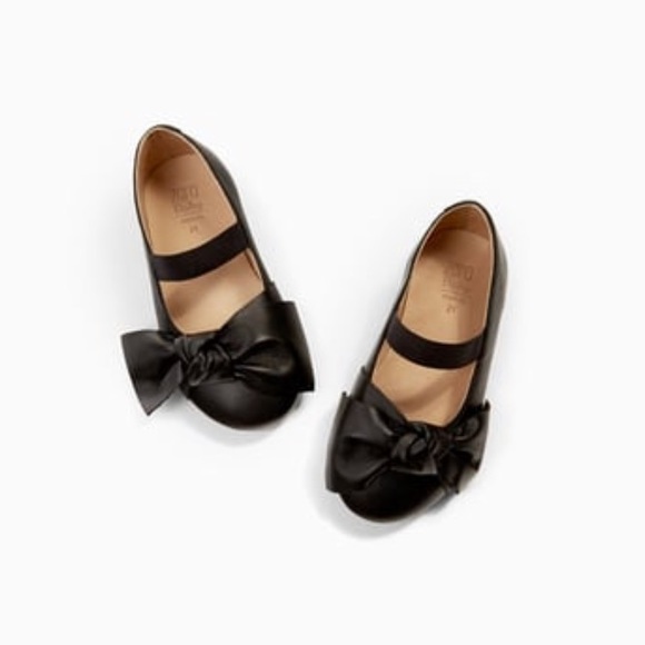 Zara Other - Zara Baby Leather Black Bow Shoes size 5